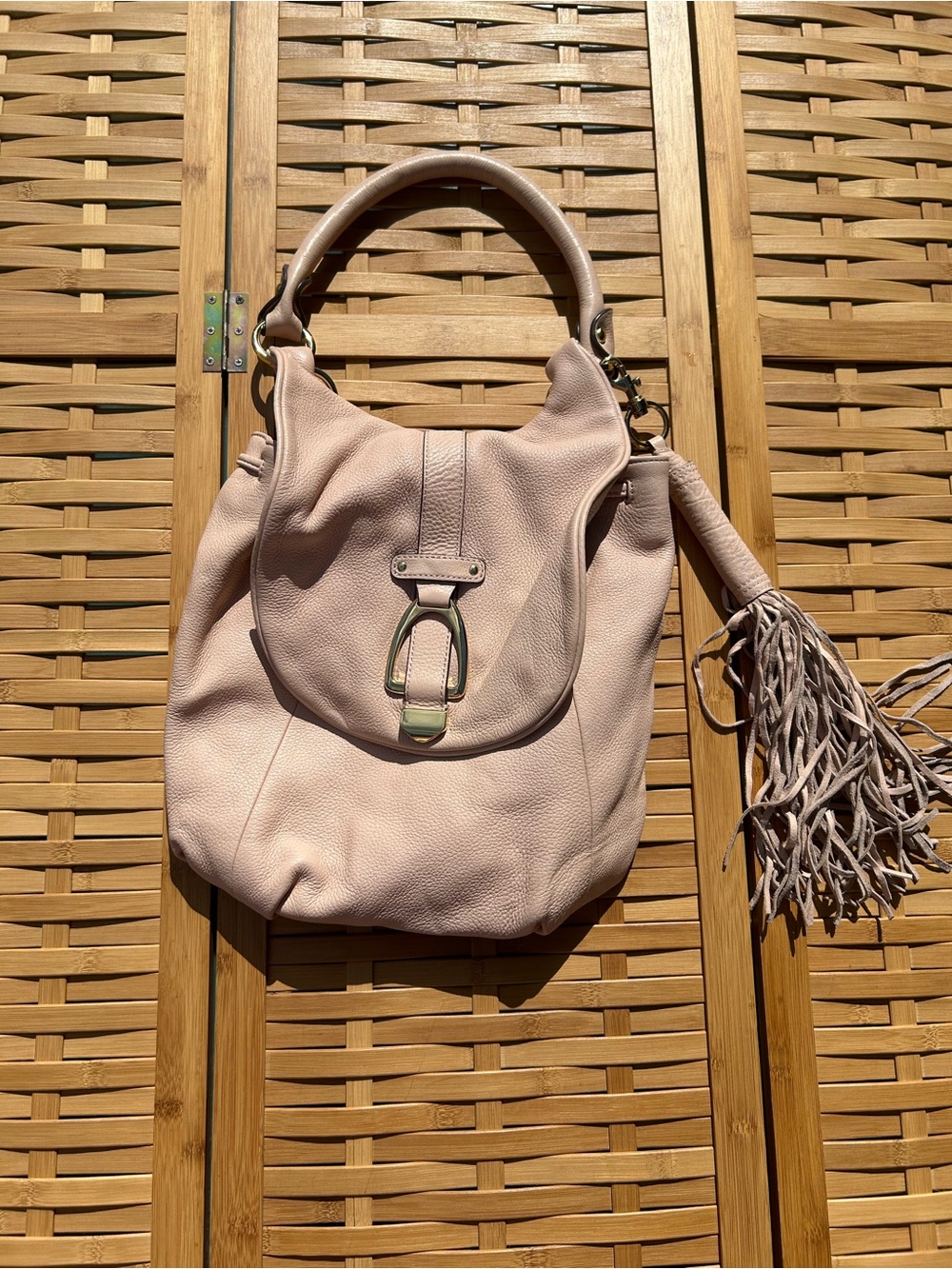 G.I.L.I. Blush Pink Leather Hobo with Tassel